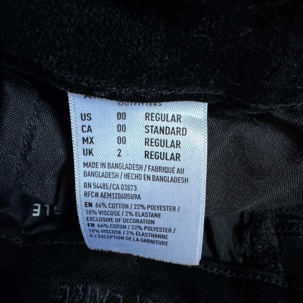 American Eagle AE Curvy Highest Rise Flare Black Button Fly Jeans Size 00 - Picture 7 of 11